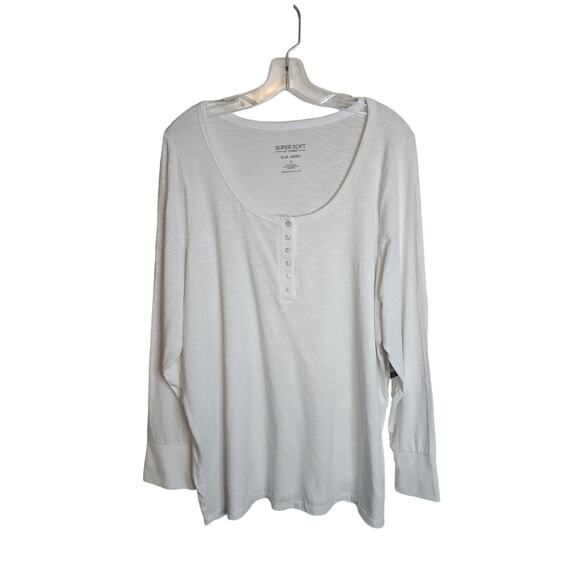 Torrid Supersoft Slub Scoop Neck Long Sleeve Tee, Bright White, 2X, NWT - Picture 1 of 7